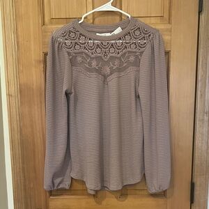 Maurices Mauve Lace Accent Blouse